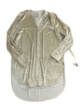 Maeve Anthropologie Women’s Cream Velvet Long Button Down SZ 6